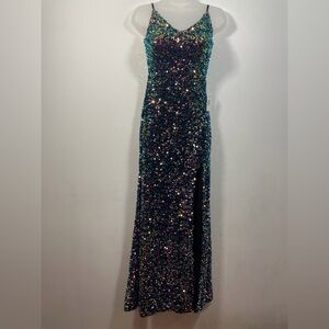 Sequined Spaghetti-Strap Evening Gown size 0